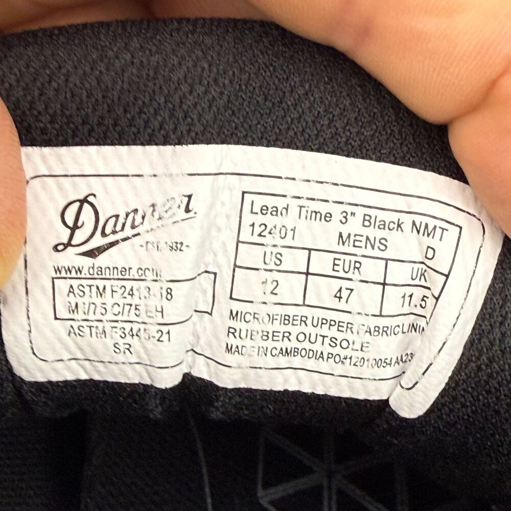 ✅Mens 12 Danner Lead Time 3" Safety Toe Work Boot/Shoes SR NMT EH ASTM Vibram - Picture 2 of 15